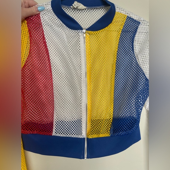 MESH COLORFUL CROP JACKET - Picture 2 of 5
